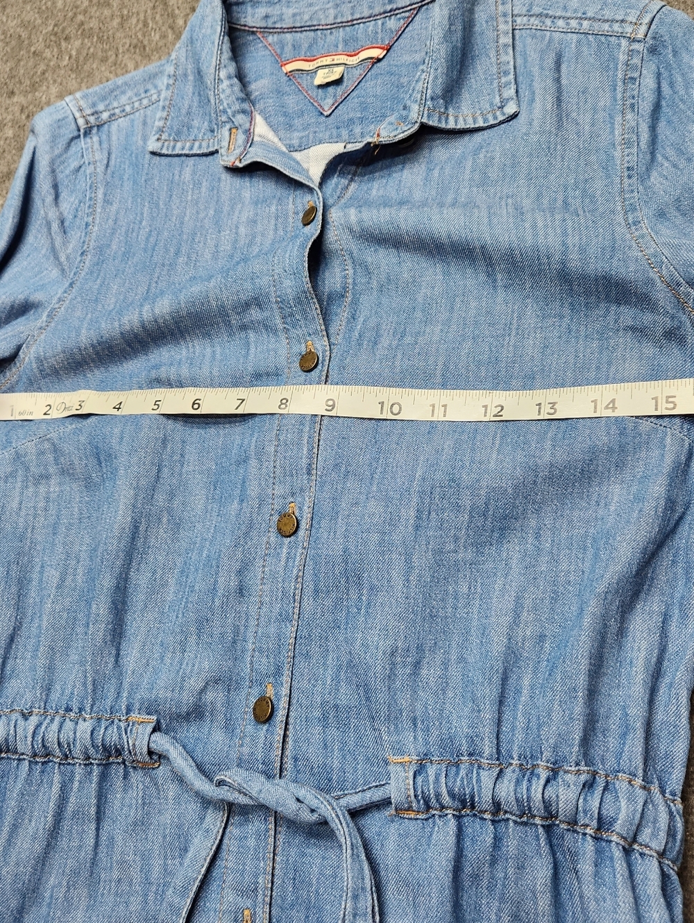 Tommy Hilfiger Denim Shirt Dress XS Blue Chambray Belted Long Sleeve - Picture 3 of 6